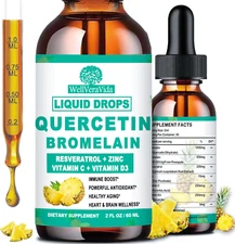 Quercetin with Bromelain Liquid Drops, 4X Stronger than Capsules & Pills, 7-In-1