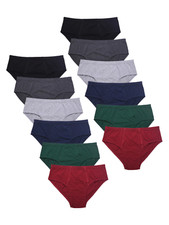 12 Pack Men's Cotton Triangle Briefs Tag-Free Elastic Waist Moisture Wicking