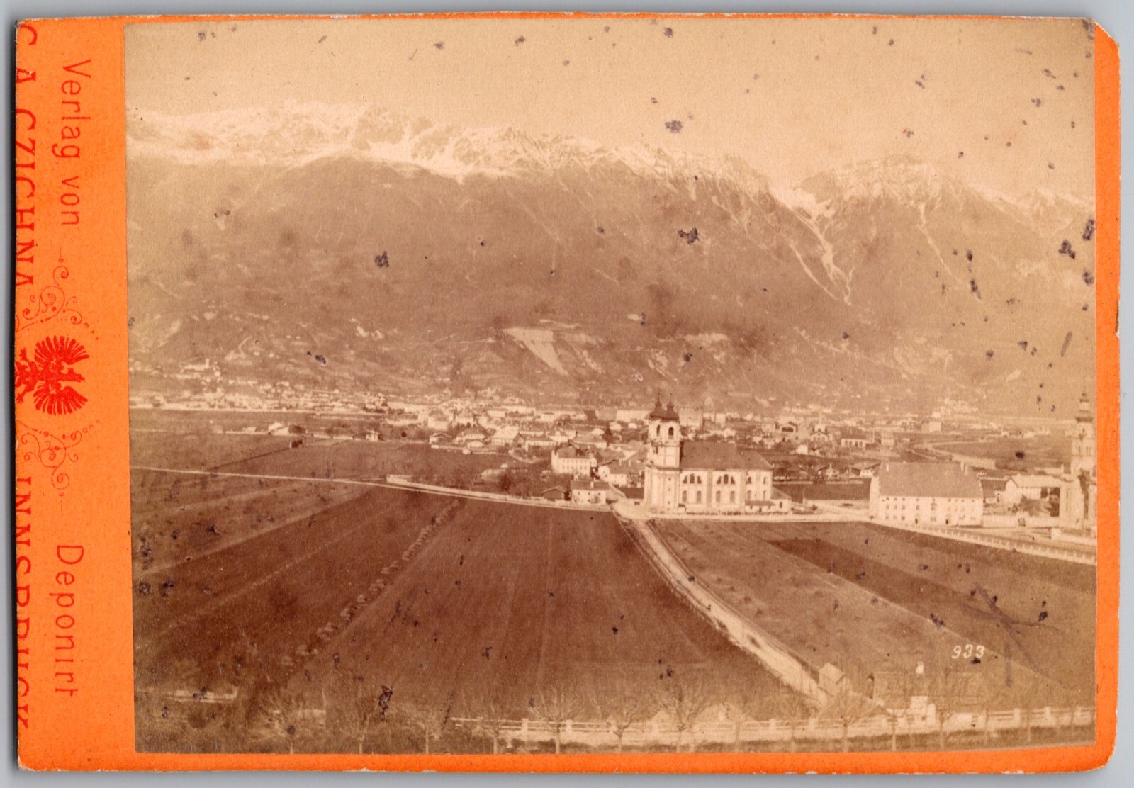 Antique CDV Circa 1880s Innsbruck Austria Mountain Town in the Karwendel Alps