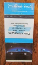 1978 CHEVROLET MONTE CARLO CAR DEALER: POULIN AUTOS (LA GUADELOUPE, QUEBEC) -H5