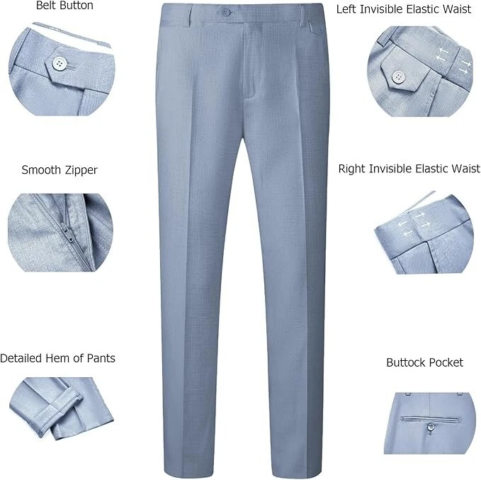 WULFUL Men's Slim Fit Blue Hemp Grey 2 Piece No Vest* S 38R 32W Peak Lapel 1B - Image 3 of 4