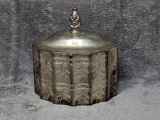 Godinger 1991 Silver Plate Jewerly Box- Red Crushed Velvet Lining 5"T W/ dome