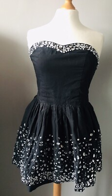 Ladies Navy Blue Superdry Off The Shoulder Sequin Size M UK