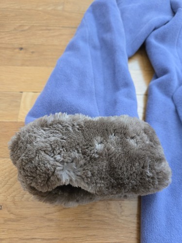 Cole Haan Angora Rabbit Hair & Wool Periwinkle Purple Long Coat Size 16 - Picture 2 of 18