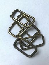 PAIR OF HEAVY-WEIGHT RECTANGULAR BUCKLE LOOPS - 33 MM. & 38 MM. - ANTIQUE BRASS