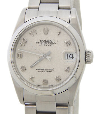 Rolex Datejust 68240 Midsize SS Watch with Ivory ''Anniversary'' Arabic Dial