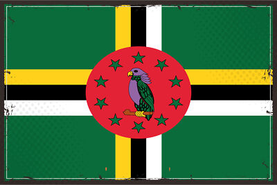 Holzschild 18x12 Dominicas Retro Flag of Dominica Wand Deko Bar Kneipe Sammler G