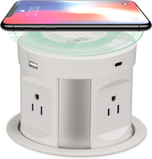 Pop Up Outlet Wireless Charger Power Strip Surge Protector Outlet with USB Ports