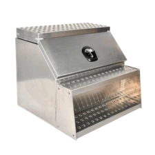 30x28x25 Inch Aluminum Side Mount Semi Truck Tool Box with Saddle Step&Lock+Key