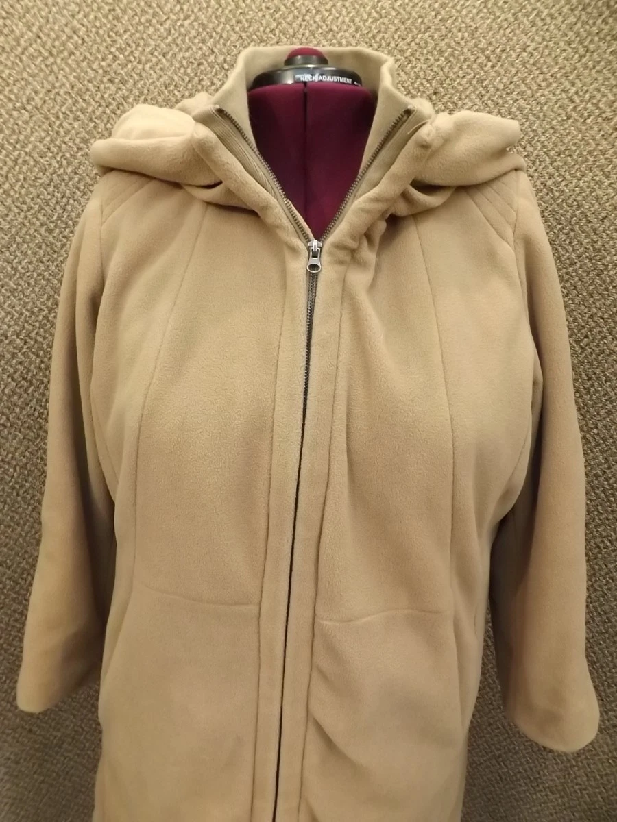 NEW Sporty Tan Fleece Hooded Zip Up Jacket by Roamans Womens 20W