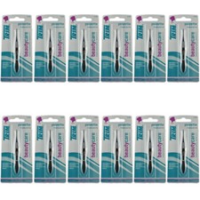 Pack of 12 Trim Tweezers with Square Tip Eye Care Implements