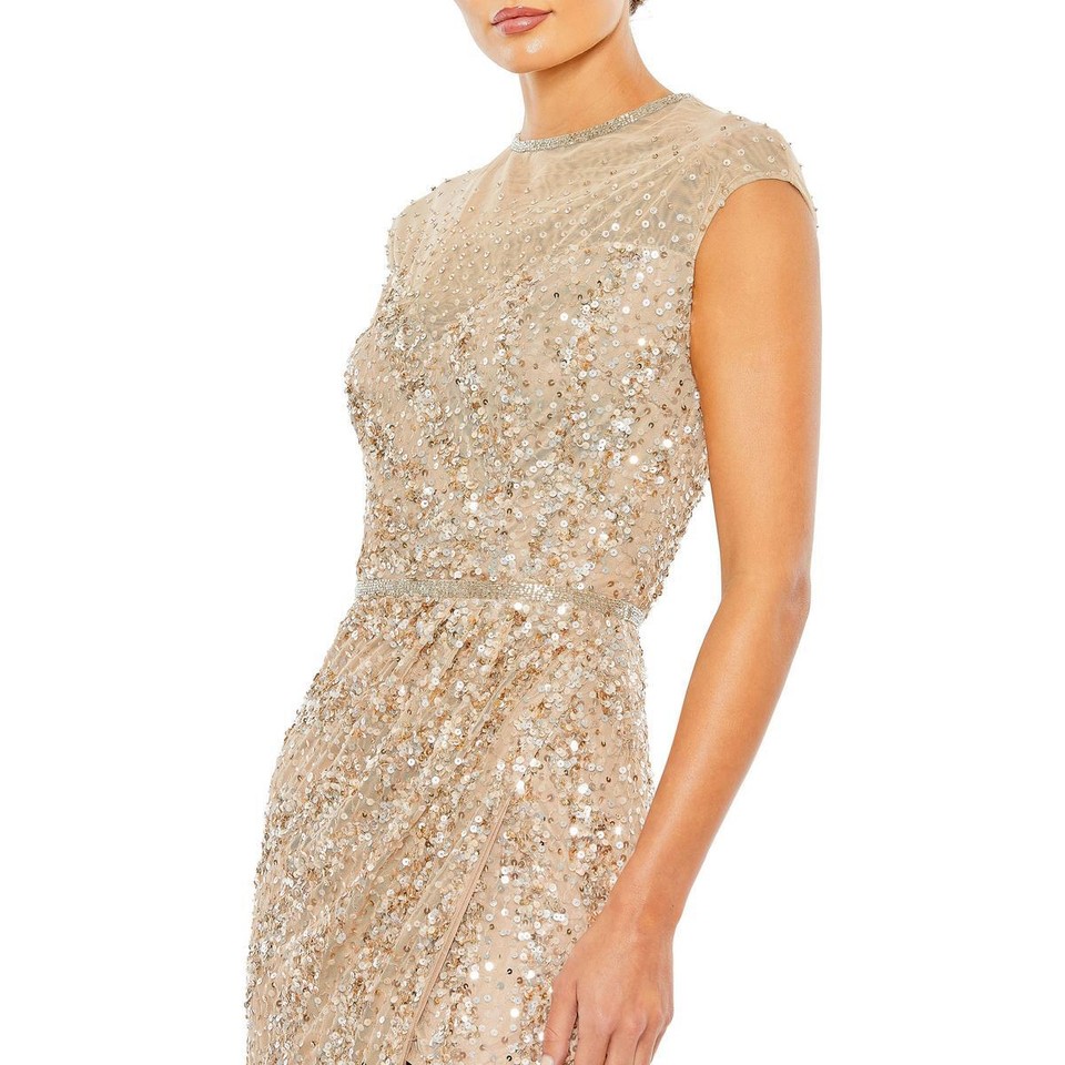 Mac Duggal Womens Embellished High Neck Evening Dress Gown BHFO 3876 eBay