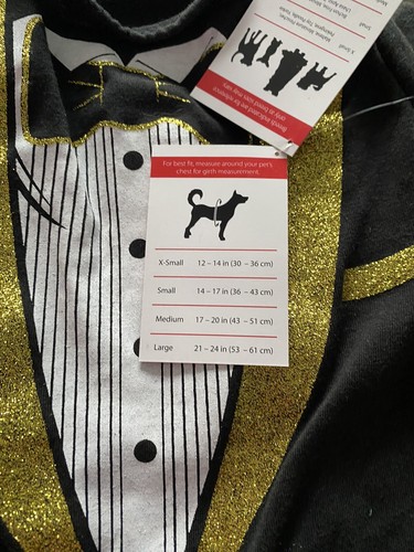 T-SHIRT SIMPLE DOG - ORO NERO GLITTER ""TUXEDO"" Cucciolo/Cane MED - Foto 2 di 2