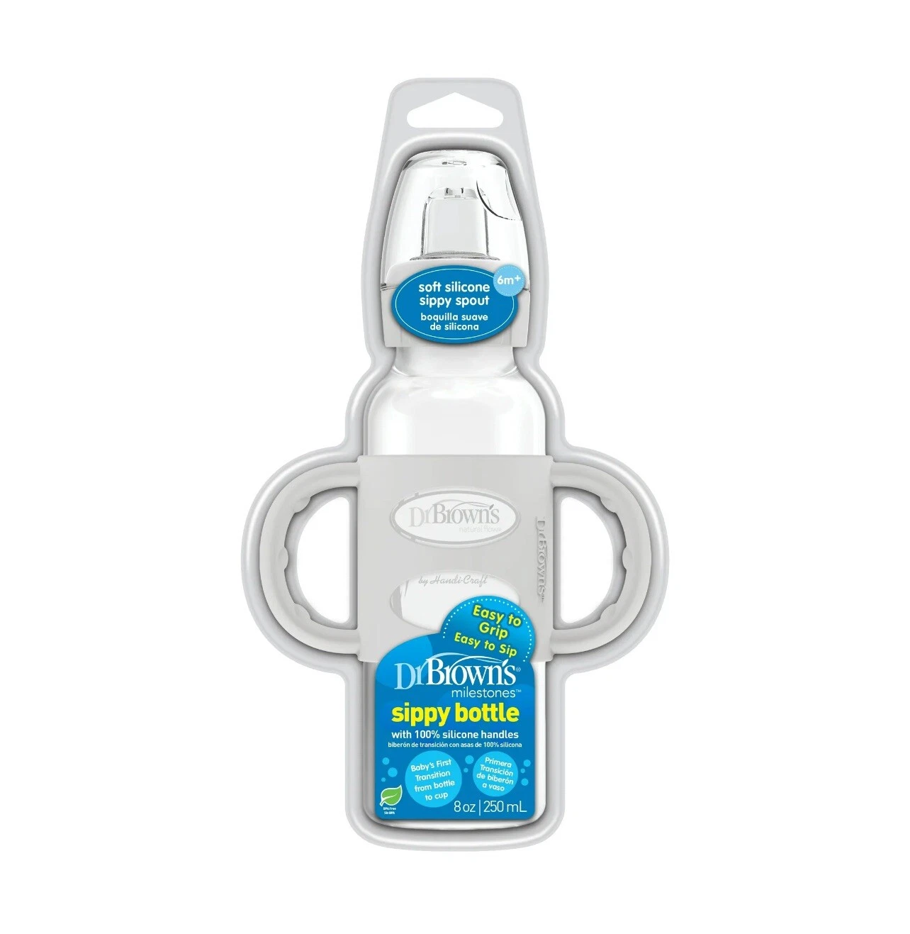 4PK Dr Browns Sippy Bottle 6M+ ~ 8 OZ EA ~ Gray ~ NEW ~ SEALED ~ FREE SHIPPING!