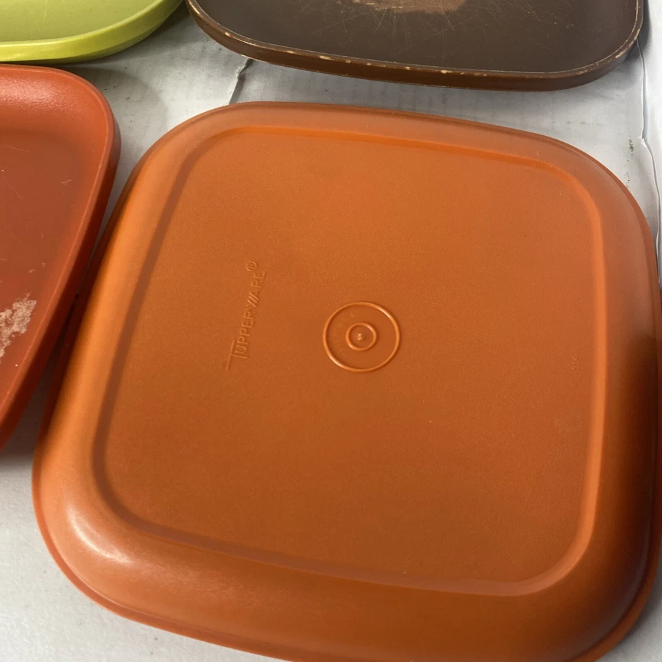 4 platos cuadrados vintage Tupperware #1534 almuerzo picnic ensalada otoño otoño cosecha Foto 4 de 4