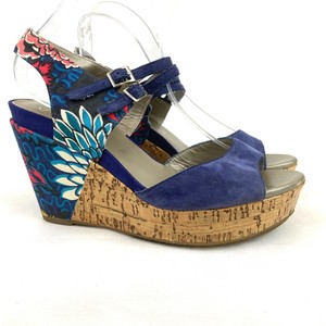 clarks navy blue wedge sandals
