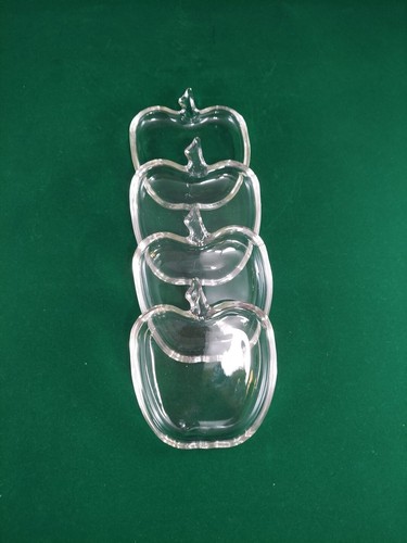 Vintage Hazel Atlas Orchard Ware Glass Set of 4 Apple Shape Drink Coasters EC - Picture 5 of 6