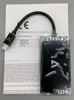 V7 Mini DisplayPort Adapter (M) to VGA HDMI or DVI (F) V7MDP-VGADVIHDMI-1E *NOB*