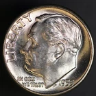 1955 D ROOSEVELT DIME BU FRESH FROM ORIGINAL ROLL-LOT 3082