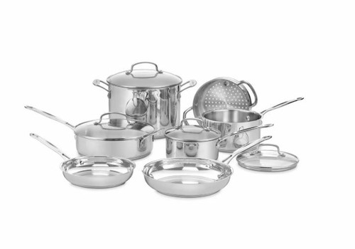 New Cuisinart Chef's Classic Stainless Steel 11 Piece Cookware Set Durable Cheap