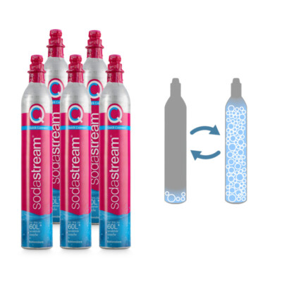 5x CO2 Quick Connect Tausch-Zylinder PINK 425g SodaStream DUO Terra / Tauschbox