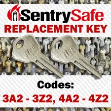 2 Sentry Safe Replacement Keys Cut To Your Code 3A2-3Z2 / 4A2-4Z2
