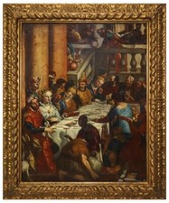 Nozze di Cana, fine 1700, con importante cornice