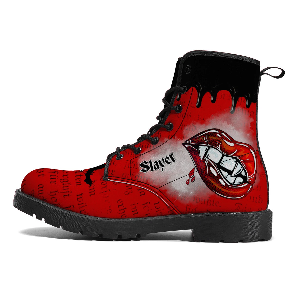 Bite Me Halloween Bat Canvas Boots Winter Gothic Flat Shoes