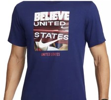 Nike USMNT  Soccer Men’s Team USA “believe” T-shirt Photo Blue Size XL New