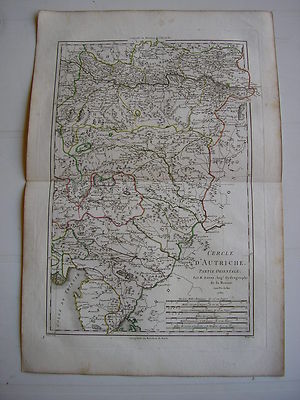 Map Of Eastern Austria By Bonne Antique Map 1787 Trieste Salzburg Muhl52