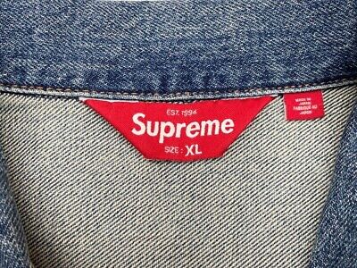 Supreme Distress Selvedge Trucker Denim Jacket Logo Blue Supreme Distress Selvedge Trucker Denim Jacket Logo Blue