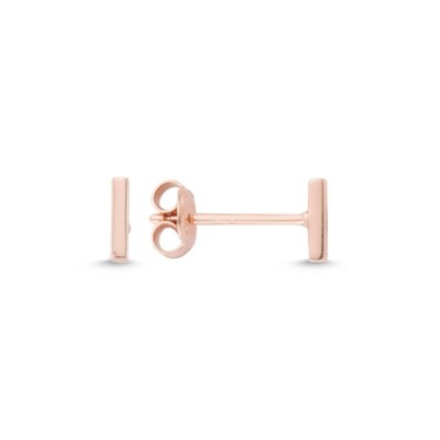 Flat Bar Stud Earrings Push Back in 14k Rose Gold Plated 925