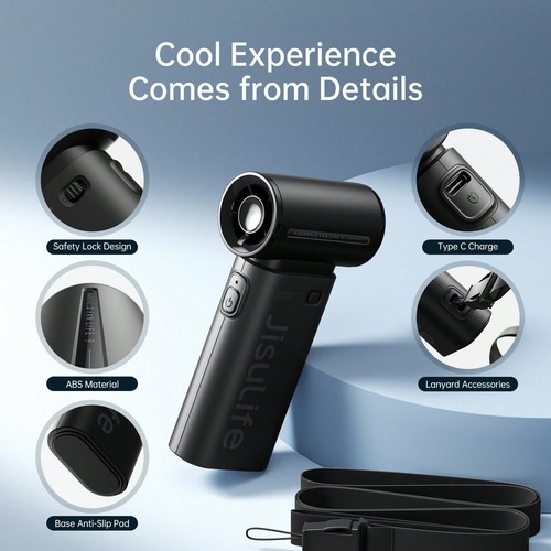 JISULIFE Portable Handheld Turbo Fan, Mini USB Rechargeable Fan - Picture 27 of 31