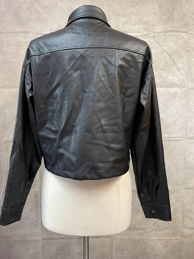 Celebrity Pink Women's Black Faux Leather Moto Biker Jacket Size S - Imagem 3 de 4