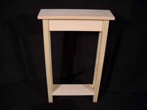 Unfinished 18" EXTRA NARROW Shaker Square Edge Console, Sofa, Pine Table w/Shelf - Picture 2 of 10