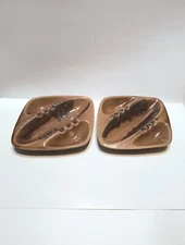Vintage Ceramic Cigar Ashtray S 3198 USA Brown Large Diamond Shape 9" Set Of 2