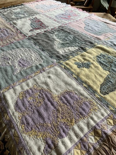Vintage Crazy Cat Lady Woven Cotton Tapestry Throw Blanket 90s 68x45” Double Thi - Picture 11 of 13