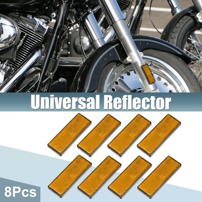 8pcs Motorcycle Rectangular Stick-on Safety Spoke Reflective Reflector Orange