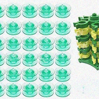 Green Bobbin Set with 30 Pieces and Free Bobbin Tower