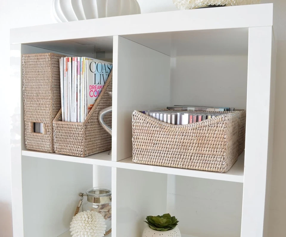 La Jolla Rattan Rectangular Shelf Basket, Storage Basket, Organizer Basket - Image 3 of 3