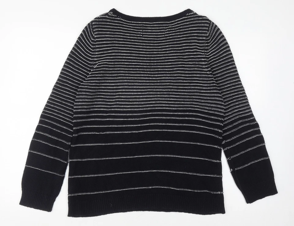 Maine New England Women's Black Striped Jumper Size 16 - Image 2 of 4
