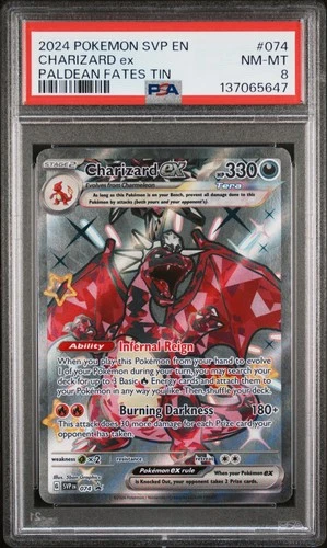 Charizard Ex Paldean Fates Tin Pokemon Svp En-Sv Black Star Promo 074 NM PSA 8