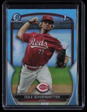 2023 BOWMAN DRAFT CHROME SKY BLUE REFRACTORS COLE SCHOENWETTER RC CINCINNATI