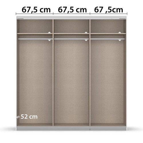 Schwebetürenschrank - seidengrau - mit Spiegel - 2 Glastüren - 203x210 cm - Bild 4 von 5