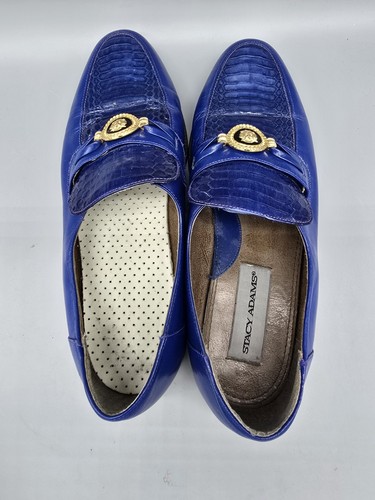 Mens Stacy Adams Blue Snakeskin Dress Shoes Slip On Classy 9.5 M - Picture 7 of 11