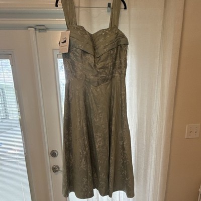 MU XIANG CHEN Women s S Green Floral A-Line Sweetheart Jacquard Knee Lace Up