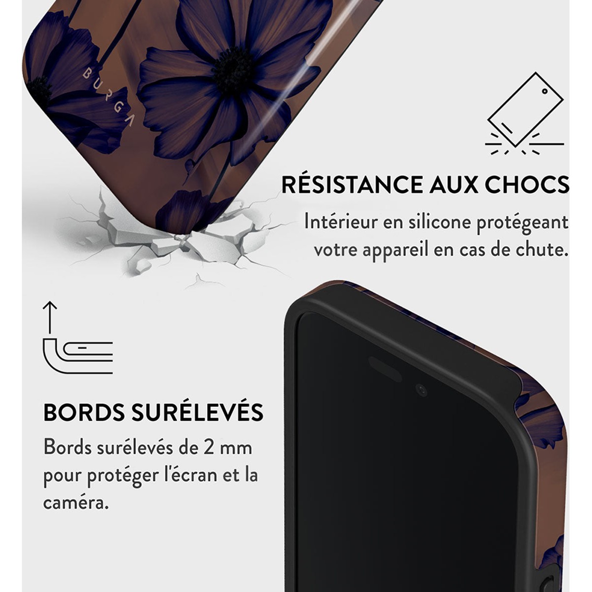 Coque antichoc iPhone 16 Plus protection robuste silicone Velvet Night