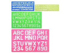 Alphabet Stencils Set of 4 Plastic Letter Stencil Assorted Sizes Number Ruler...