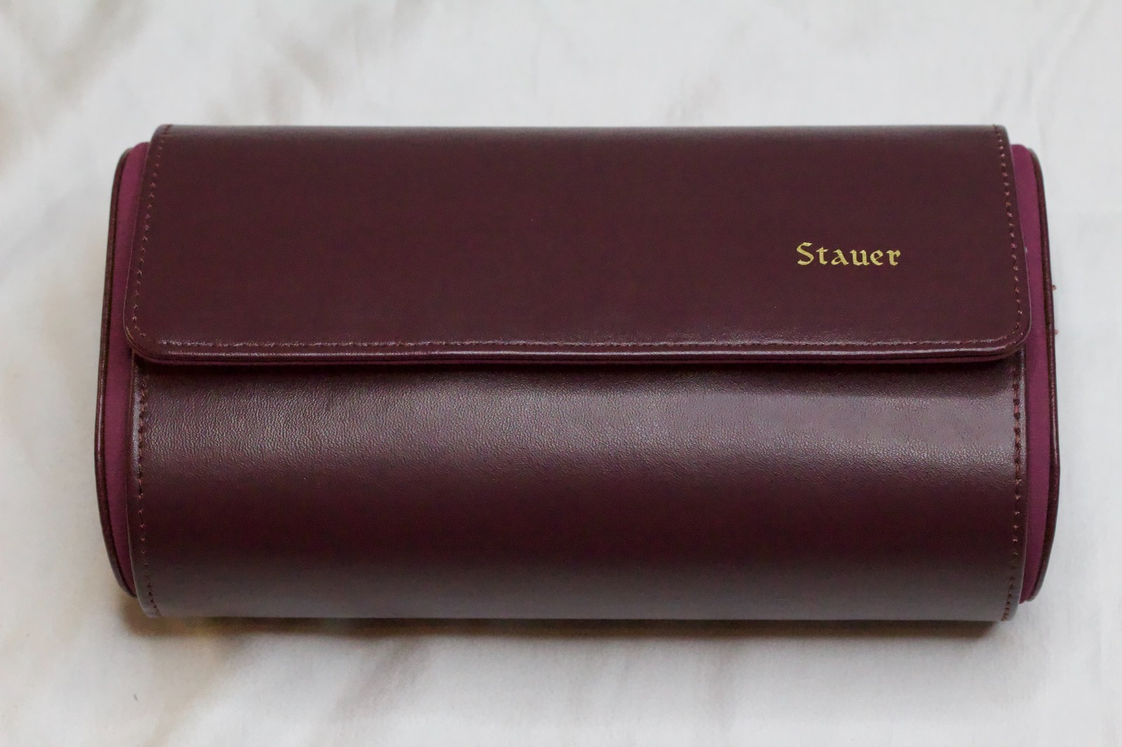 STAUER Travel Watch Holder Case Burgundy Brand New