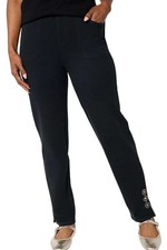 Quacker Factory Women's Bling Time Straight Leg Jeans Black